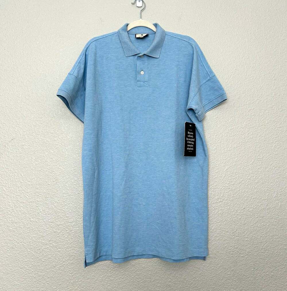 Tuckernuck Men's Polo Shirt Size M Solid Blue Short Sleeve Collared Knit